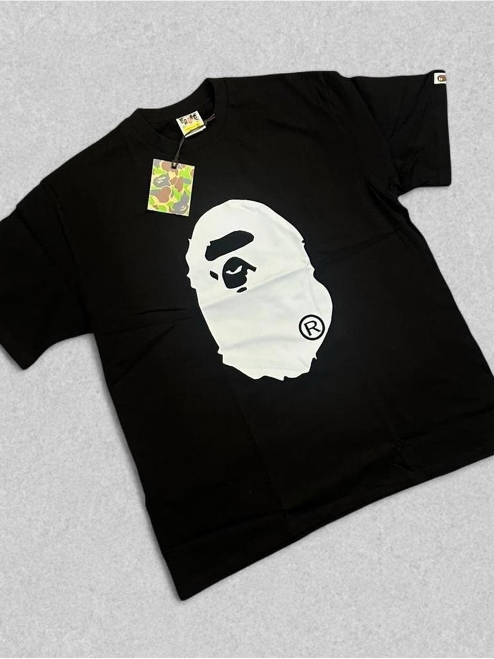 Bape Black T-Shirt with White Ape Head Logo